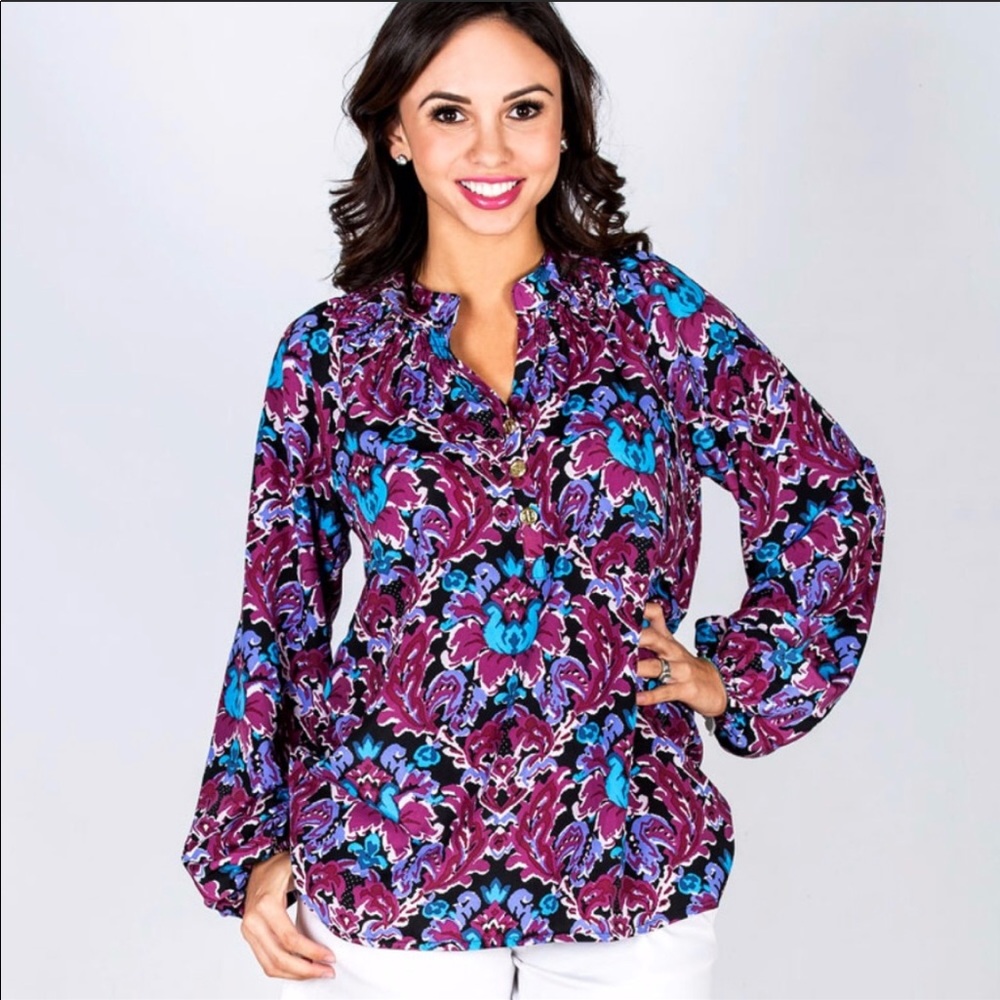 Boutique-Tracy Negoshian Kira Blouse watercolor fl